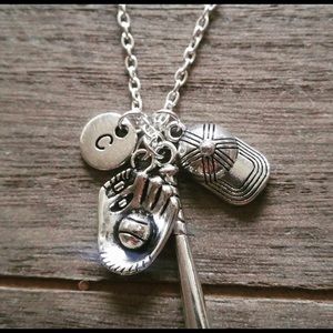 Baseball themed charm necklace